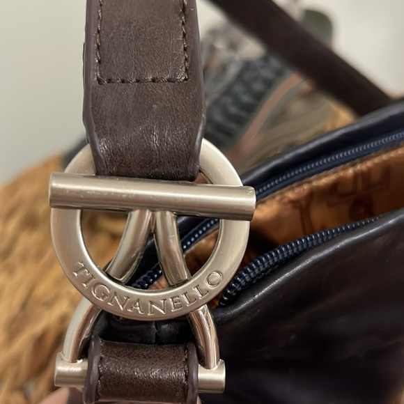 Tignanello purse with strap navy with brown strap - Picture 3 of 5